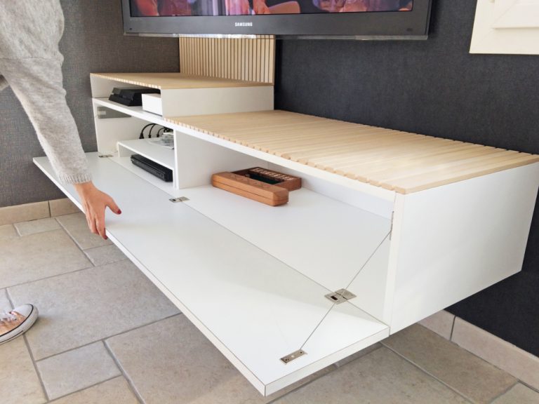 Meuble-Tv-sur mesure-blanc-bois